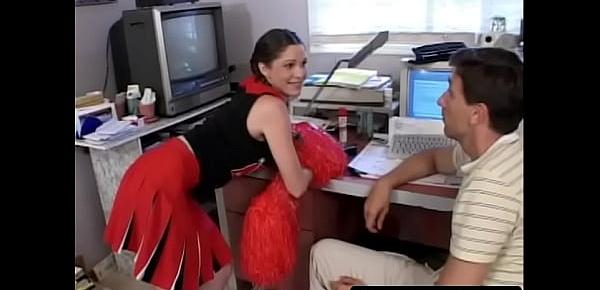  A cheerleader seduces teacher in office
